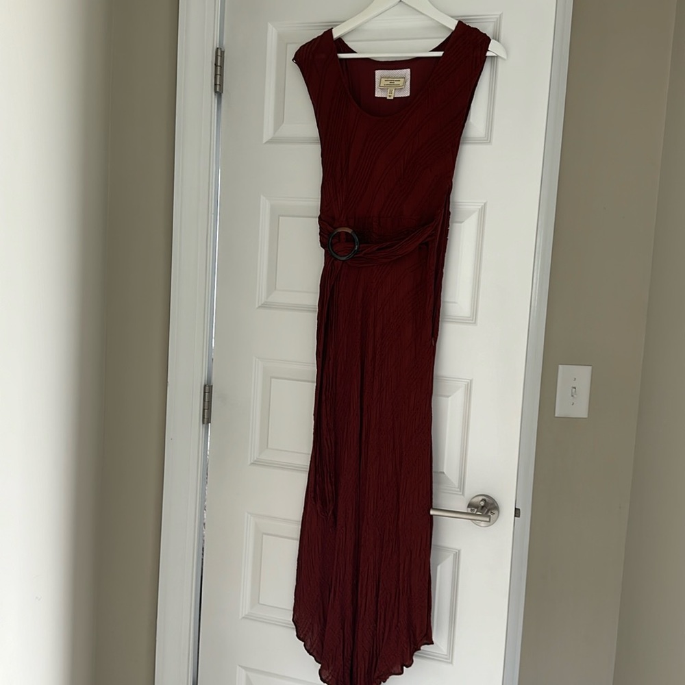 Anthropologie burnt orange fall dress